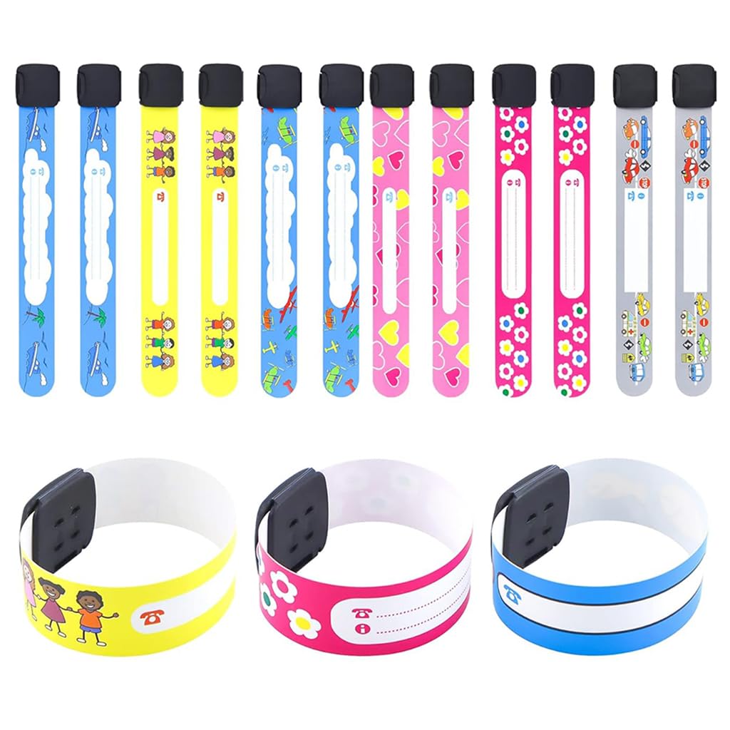Climberty® Kids Safety ID Wristband - 12 Pack Waterproof PVC Wristband, Write-on Wristband Anti-Lost Identification Wristband with Buckle for Travel, Outing, Group Activity, 19.2cm x 2.15cm Climberty® Kids Safety ID Wristband - 12 Pack Waterproof PVC Wristband, Write-on Wristband Anti-Lost Identification Wristband with Buckle for Travel, Outing, Group Activity, 19.2cm x 2.15cm
